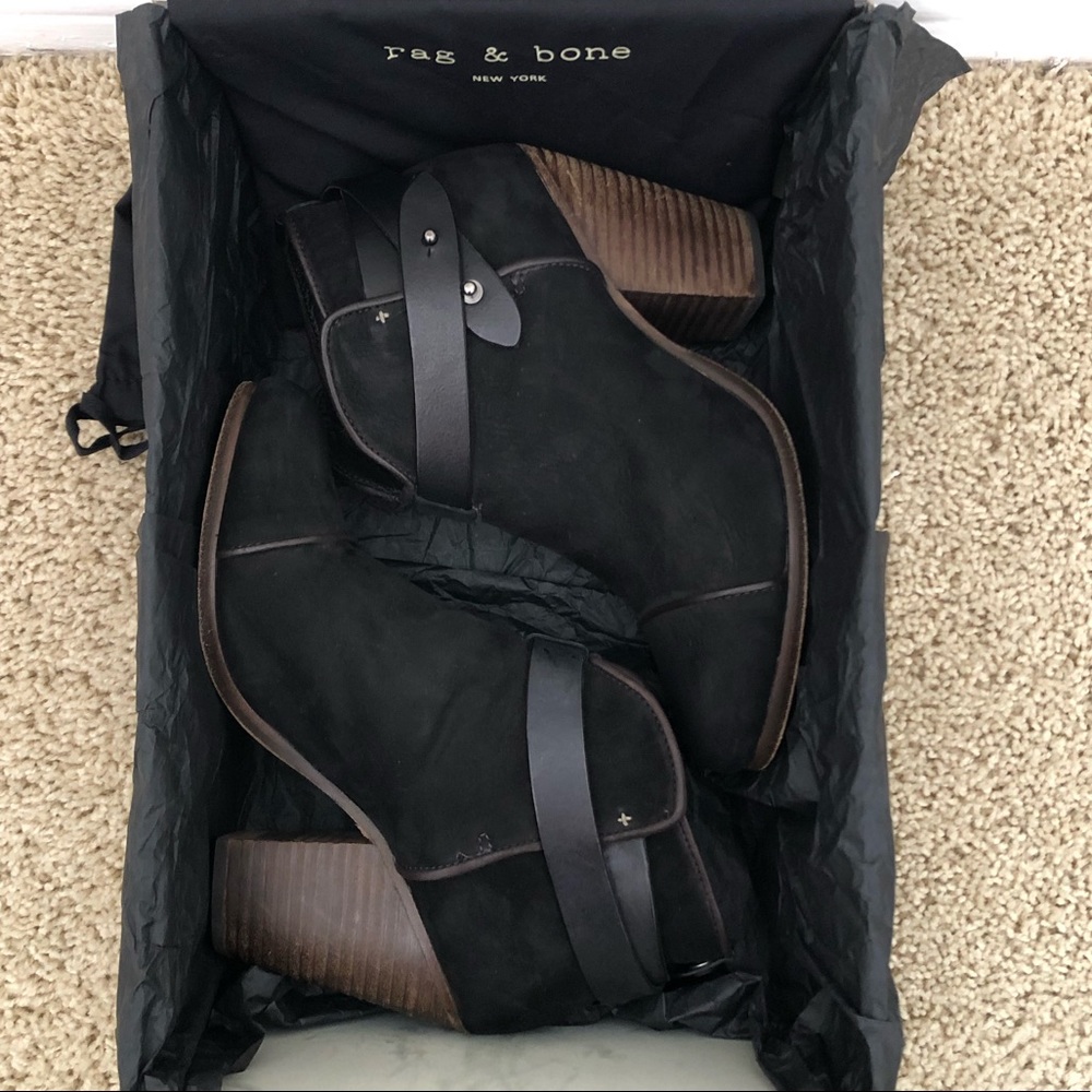 Rag & Bone Harrow Black Suede Ankle Boots